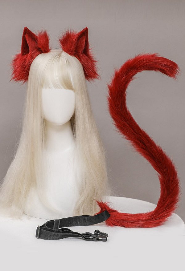 女性猫耳と尾 ロリータ 髪飾り ヘアクリップ コスプレアクセサリ
