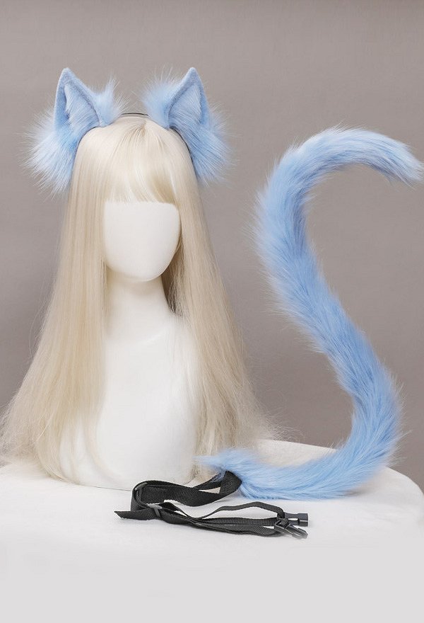 女性猫耳と尾 ロリータ 髪飾り ヘアクリップ コスプレアクセサリ