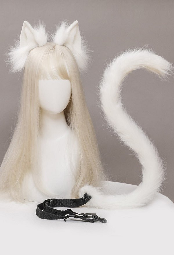 女性猫耳と尾 ロリータ 髪飾り ヘアクリップ コスプレアクセサリ