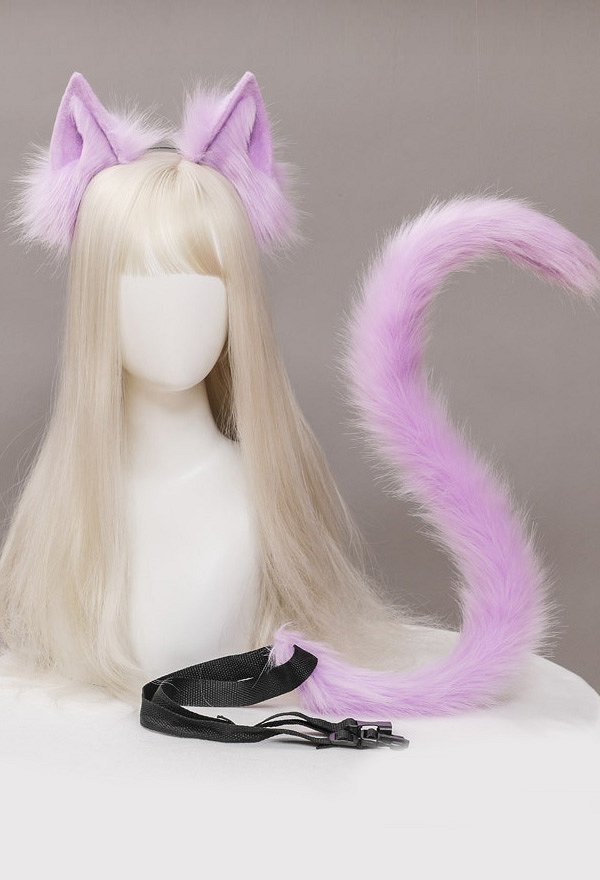 女性猫耳と尾 ロリータ 髪飾り ヘアクリップ コスプレアクセサリ
