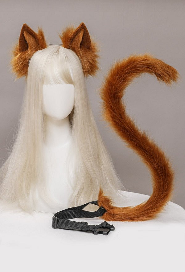 女性猫耳と尾 ロリータ 髪飾り ヘアクリップ コスプレアクセサリ