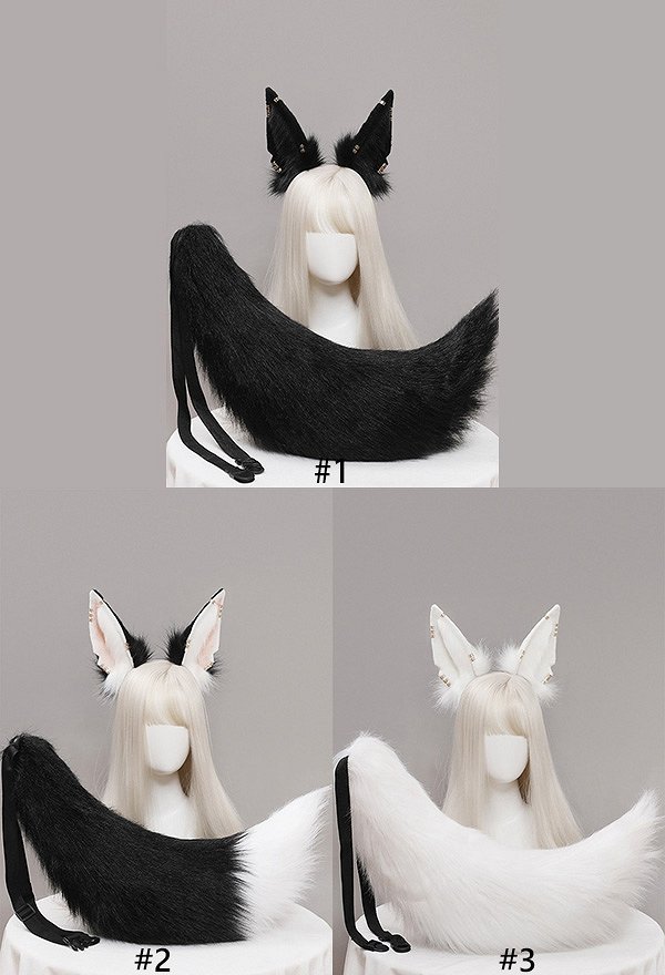 女性 カワイイ ロリータ  手作り コスプレ アクセサリー 髪飾り テール イヤリング