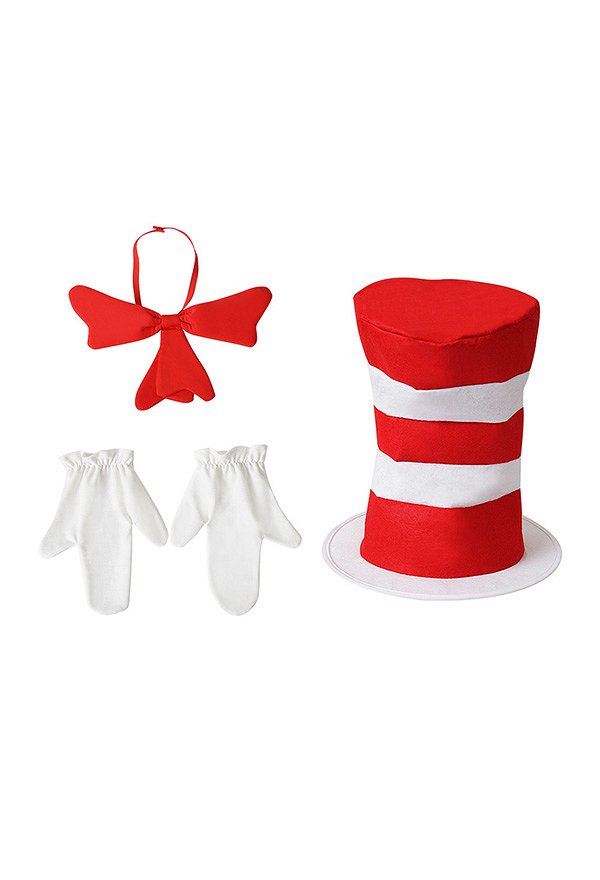 赤白ストライプ カーニバル帽子 赤ちょう結び手袋 3 個 赤白ストライプ カーニバル帽子 赤ちょう結び手袋 3 個