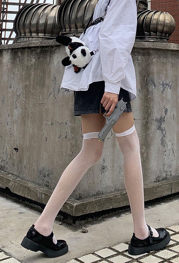 ゴシック オーバー ザ ニーソックス パンク スタイル ポリエステル セクシー ホロー メッシュ ロング ストッキング