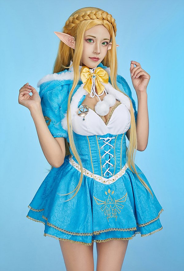ゼルダ マント パーカー 洋服 肉球 手袋付き 青色 ゼルダ マント パーカー 洋服 肉球 手袋付き 青色