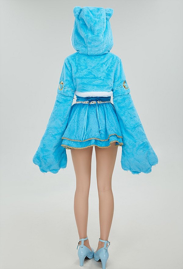 ゼルダ マント パーカー 洋服 肉球 手袋付き 青色 ゼルダ マント パーカー 洋服 肉球 手袋付き 青色