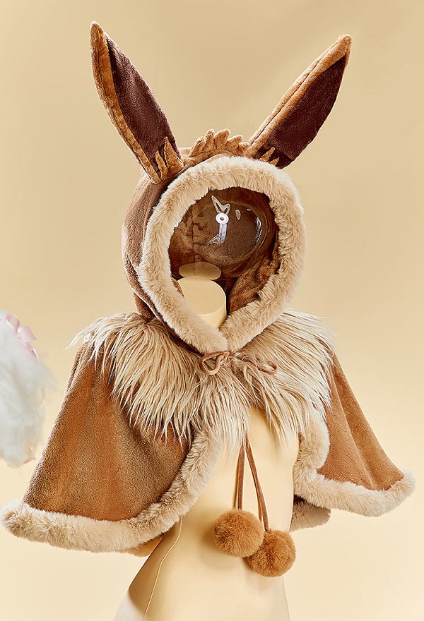 PM 動物風 かわいい フード付き ファーケープ ポンポン付き