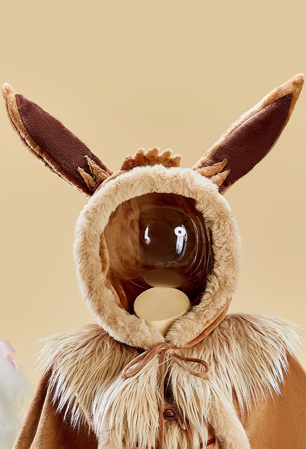 PM 動物風 かわいい フード付き ファーケープ ポンポン付き