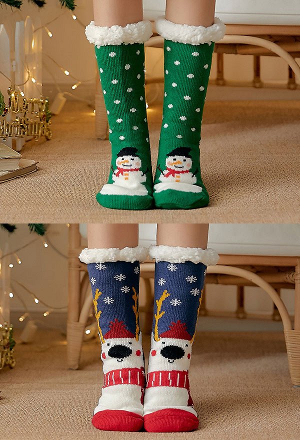 クリスマス 女性 かわいい ノンスリップソックス ファジーフリース 裏地 暖かいフロアソックス 2 ペア クリスマス 女性 かわいい ノンスリップソックス ファジーフリース 裏地 暖かいフロアソックス 2 ペア