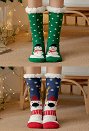 クリスマス 女性 かわいい ノンスリップソックス ファジーフリース 裏地 暖かいフロアソックス 2 ペア