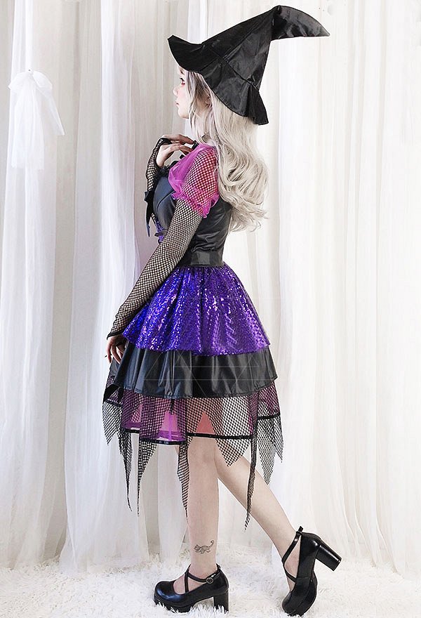 魔女　コスプレ衣装　ハロウィンゴシックロリータドレス帽子付き