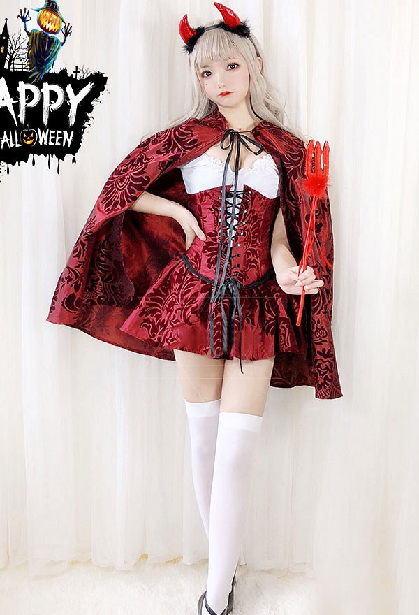 セクシーな暗いゴシッククイーンドレス魔女吸血鬼赤ずきんコルセットスカートフード付きマントとハロウィン セクシーな暗いゴシッククイーンドレス魔女吸血鬼赤ずきんコルセットスカートフード付きマントとハロウィン