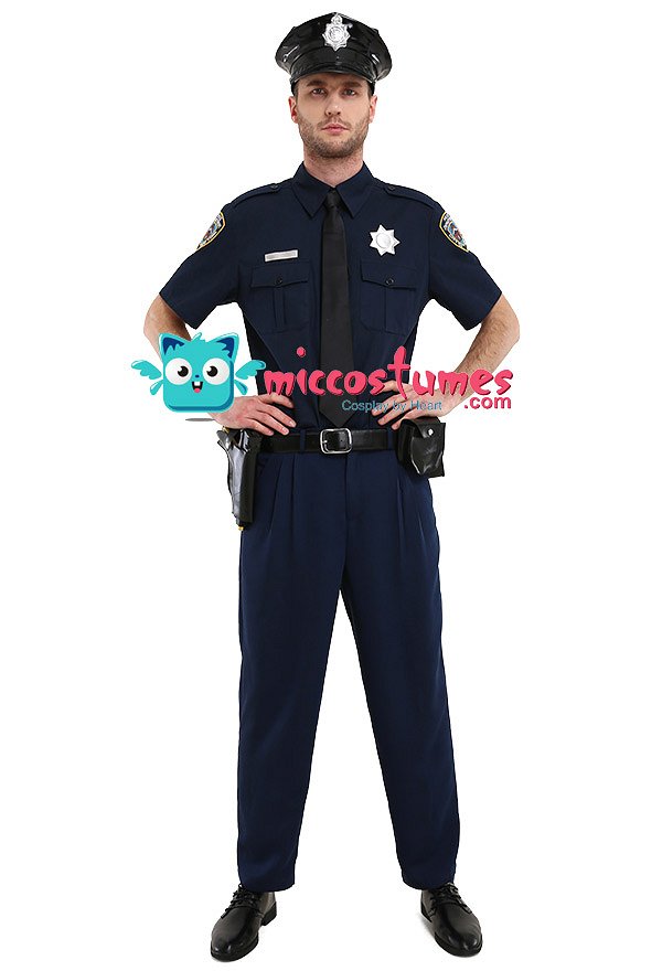 大人 警察官 コスプレ コスチューム 男性用 半袖 制服 帽子付き