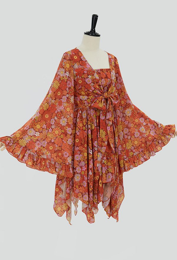 ヴィンテージ 1970s 女性用 花柄 ドレス