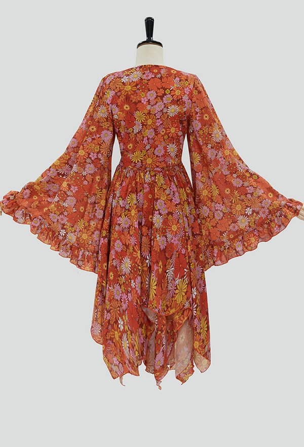 ヴィンテージ 1970s 女性用 花柄 ドレス