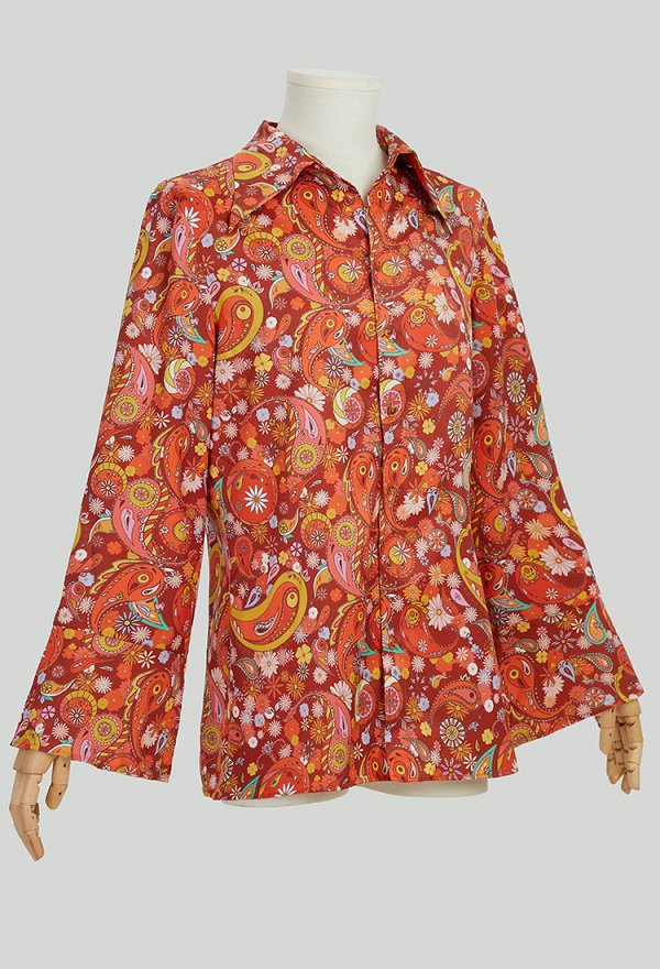 ヴィンテージ 1970s 男性用 花柄シャツ
