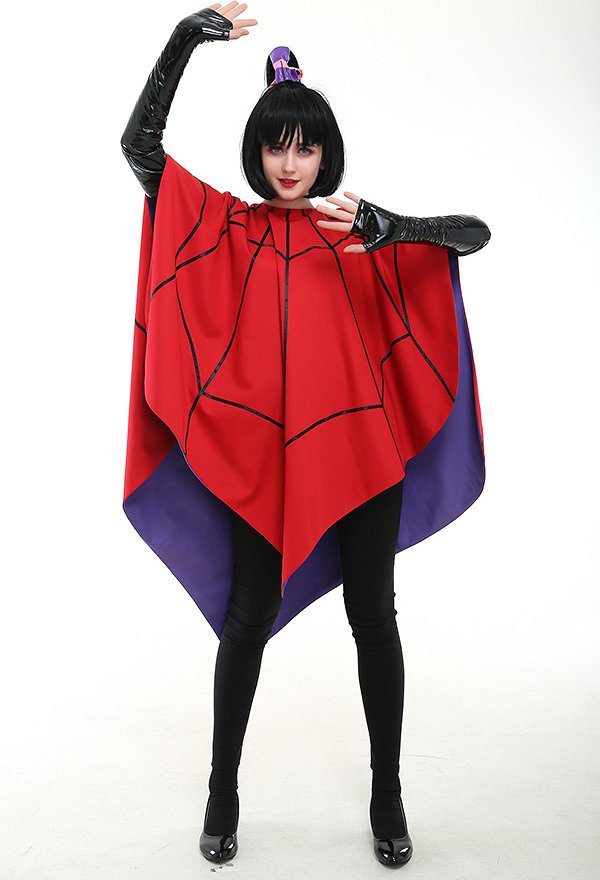 アニメーション ビートルジュース コスプレ コスチューム 赤い クモの網 マント 手袋付き アニメーション ビートルジュース コスプレ コスチューム 赤い クモの網 マント 手袋付き