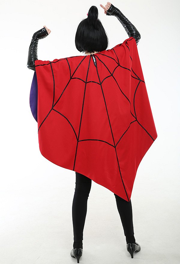 アニメーション ビートルジュース コスプレ コスチューム 赤い クモの網 マント 手袋付き アニメーション ビートルジュース コスプレ コスチューム 赤い クモの網 マント 手袋付き