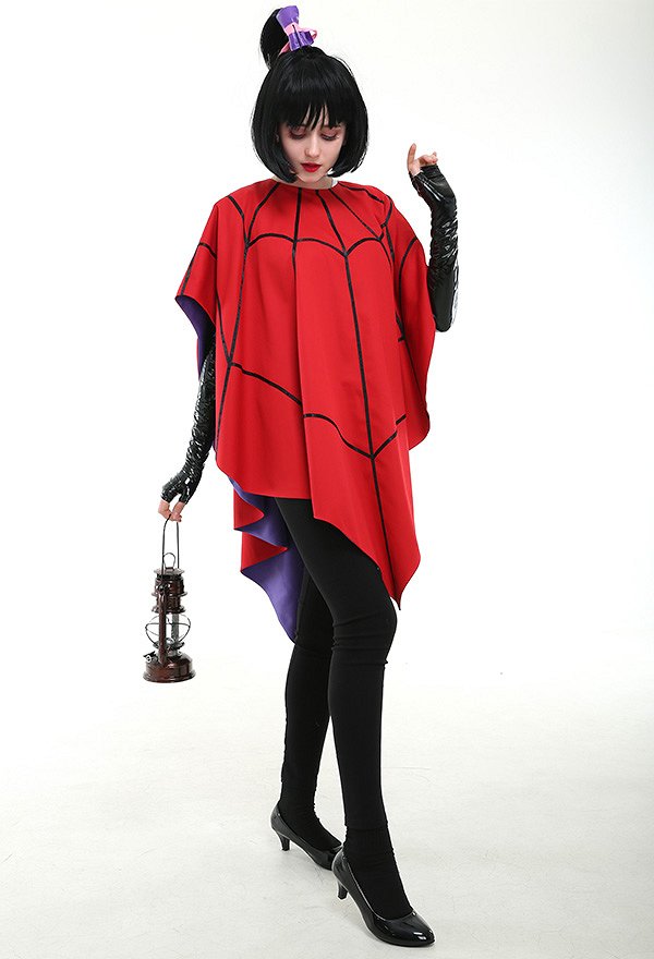 アニメーション ビートルジュース コスプレ コスチューム 赤い クモの網 マント 手袋付き アニメーション ビートルジュース コスプレ コスチューム 赤い クモの網 マント 手袋付き