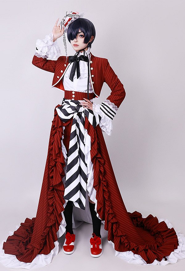 黒執事 シエル・ファントムハイヴ コスプレ 衣装 赤ドレス 黒執事 シエル・ファントムハイヴ コスプレ 衣装 赤ドレス