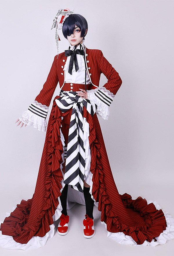 黒執事 シエル・ファントムハイヴ コスプレ 衣装 赤ドレス 黒執事 シエル・ファントムハイヴ コスプレ 衣装 赤ドレス