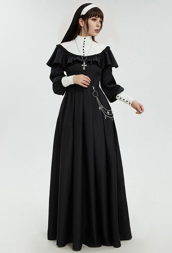 中世 レトロ 修道女 シスター ワンピース コスプレ 衣装