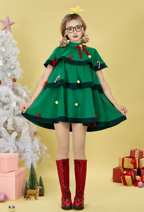 可愛い クリスマスツリー マント カチューシャ セクシー レディース ドレス 可愛い クリスマスツリー マント カチューシャ セクシー レディース ドレス