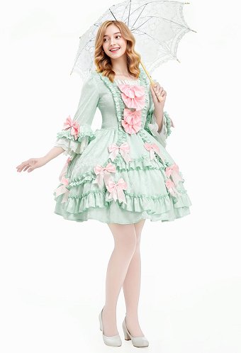 中世 ポンパドール ショート ミントグリーン ヴィンテージ ドレス