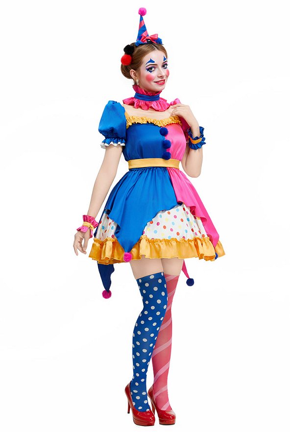 ハロウィン カラフル サーカス ピエロ コスプレ 衣装
