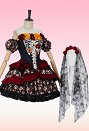 ハロウィン ゾンビ花嫁 コスプレ デイ・オブ・ザ・デッド スケルトンプリント コルセットドレスセット