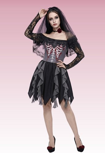 【costume】【amz】【mic】women zombie costume dress骷髅裙