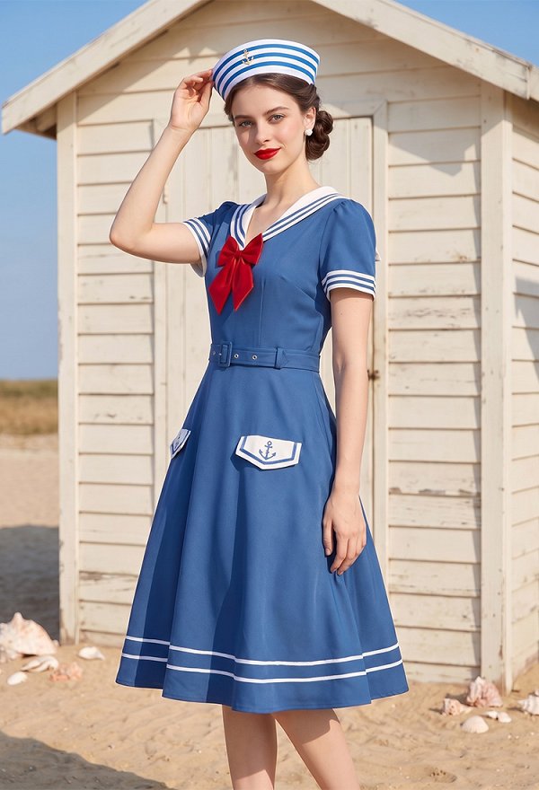 レディース 1950s セーラー ワンピース