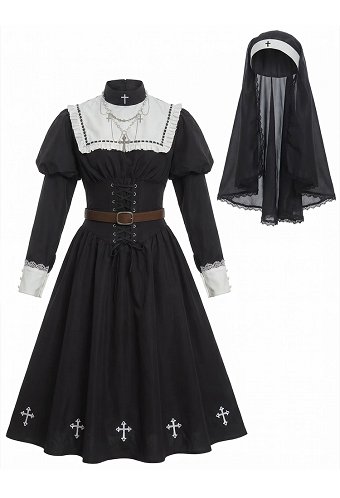 ハロウィーン用 ゴシック風 修道女 コスプレ コスチューム