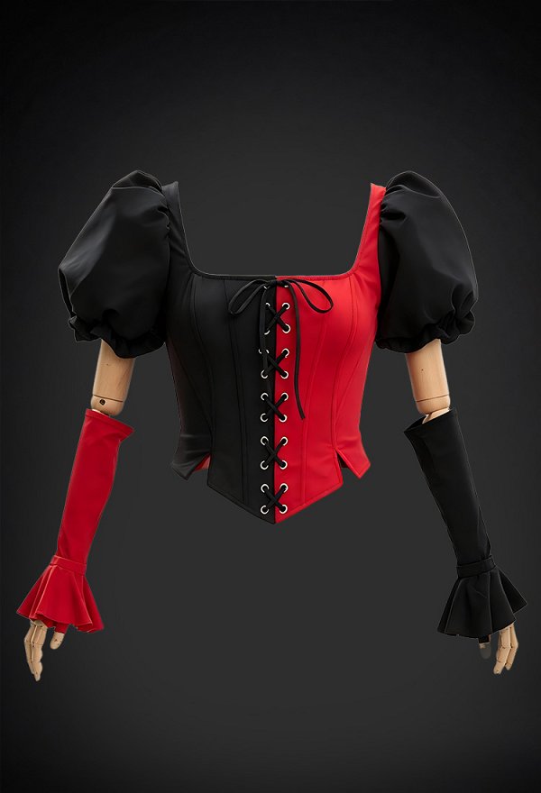 レディース ハロウィン ピエロ コスチューム 紅×黒 パッチワーク レトロ セット