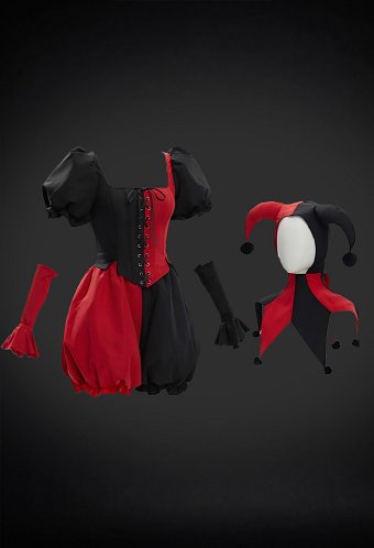 レディース ハロウィン ピエロ コスチューム 紅×黒 パッチワーク レトロ セット