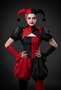 レディース ハロウィン ピエロ コスチューム 紅×黒 パッチワーク レトロ セット