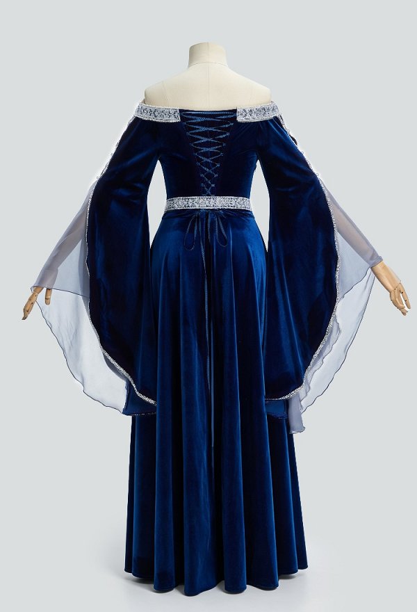 中世 ファンタジー風 エルフ ドレス 刺繍入り ベルベット ワンピース 中世 ファンタジー風 エルフ ドレス 刺繍入り ベルベット ワンピース