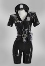 女警察官 PUレザー セクシー ボデースーツ コスプレ 衣装 黒色