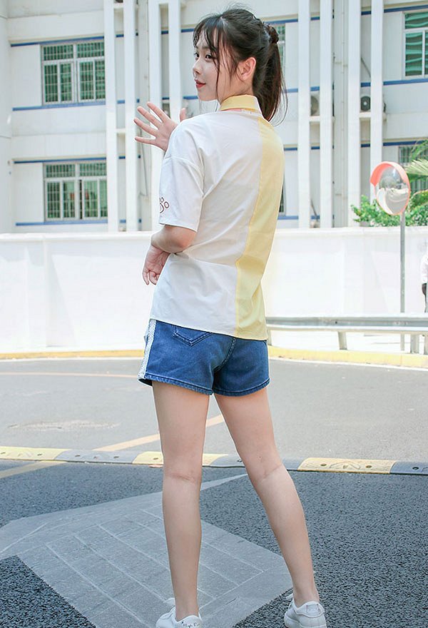 可愛い デニムショートパンツ