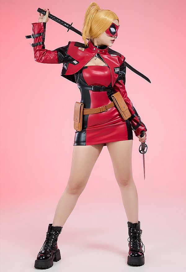 デッドプール コスプレ 性転換 派生服 レーシングスーツ