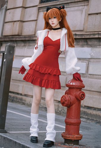 エヴァ × Bilibili goods Falling in Winter アスカ・ラングレー コスプレ 衣装