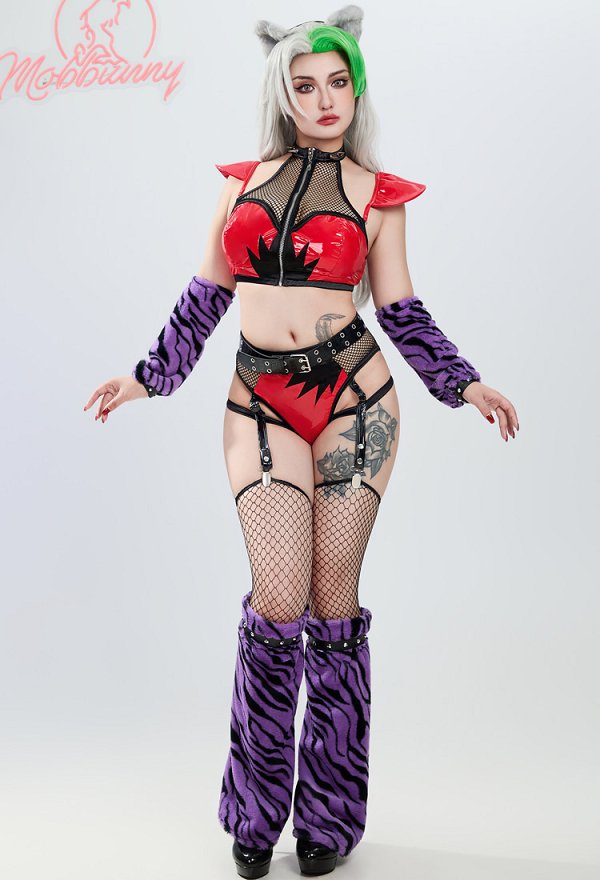 PUレザー ウルフ コスプレ 黒と赤 セクシー ランジェリーセット 下着 PUレザー ウルフ コスプレ 黒と赤 セクシー ランジェリーセット 下着