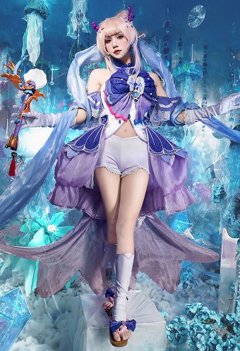 原神 珊瑚宮心海 さんごのみやここみ 魔法少女 (illustration by AKUO)コスプレ 衣装 コラボ製品