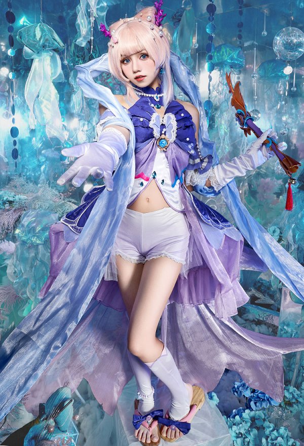 原神 珊瑚宮心海 さんごのみやここみ 魔法少女 (illustration by AKUO)コスプレ 衣装 コラボ製品