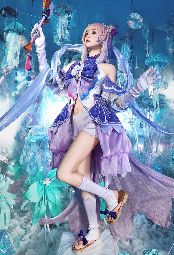 原神 珊瑚宮心海 さんごのみやここみ 魔法少女 (illustration by AKUO)コスプレ 衣装 コラボ製品