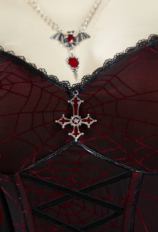 ハロウィン ヴァンパイア コスプレ ゴシック 黒赤ドレス ハロウィン ヴァンパイア コスプレ ゴシック 黒赤ドレス