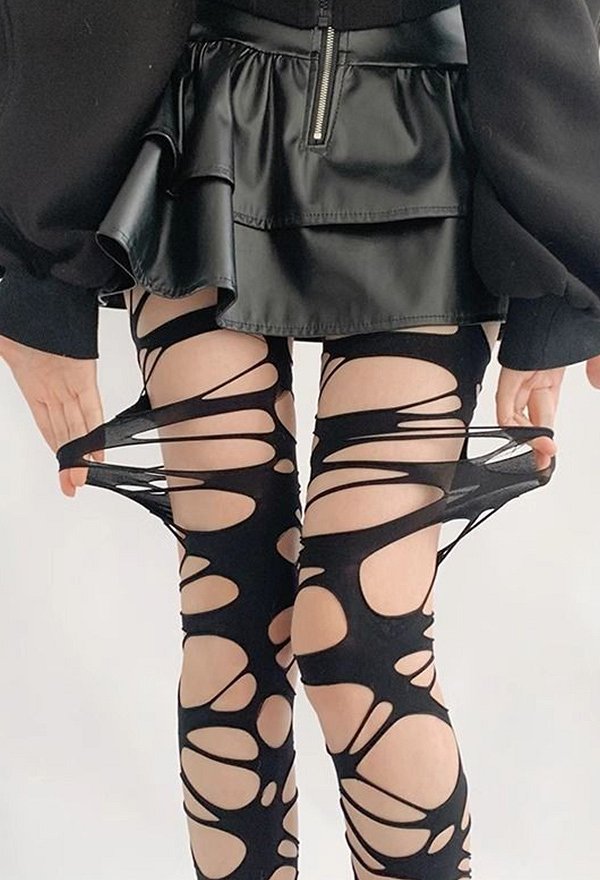 シック 網タイツ パンク風 黒色 ストッキング