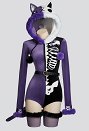 白紫 猫 セクシー コスプレ ゴシック風 ホームウェア