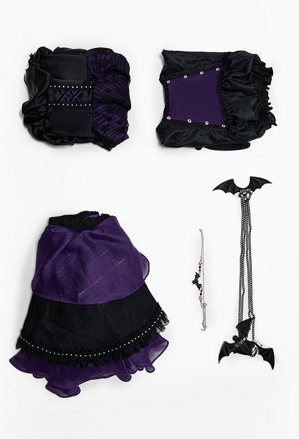 ゴシック風 コスプレ カジュアル 黒紫 コルセット スカート