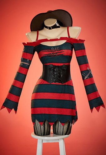 フレディ・クルーガー派生 ハロウィン ゴシック ワンピースセット